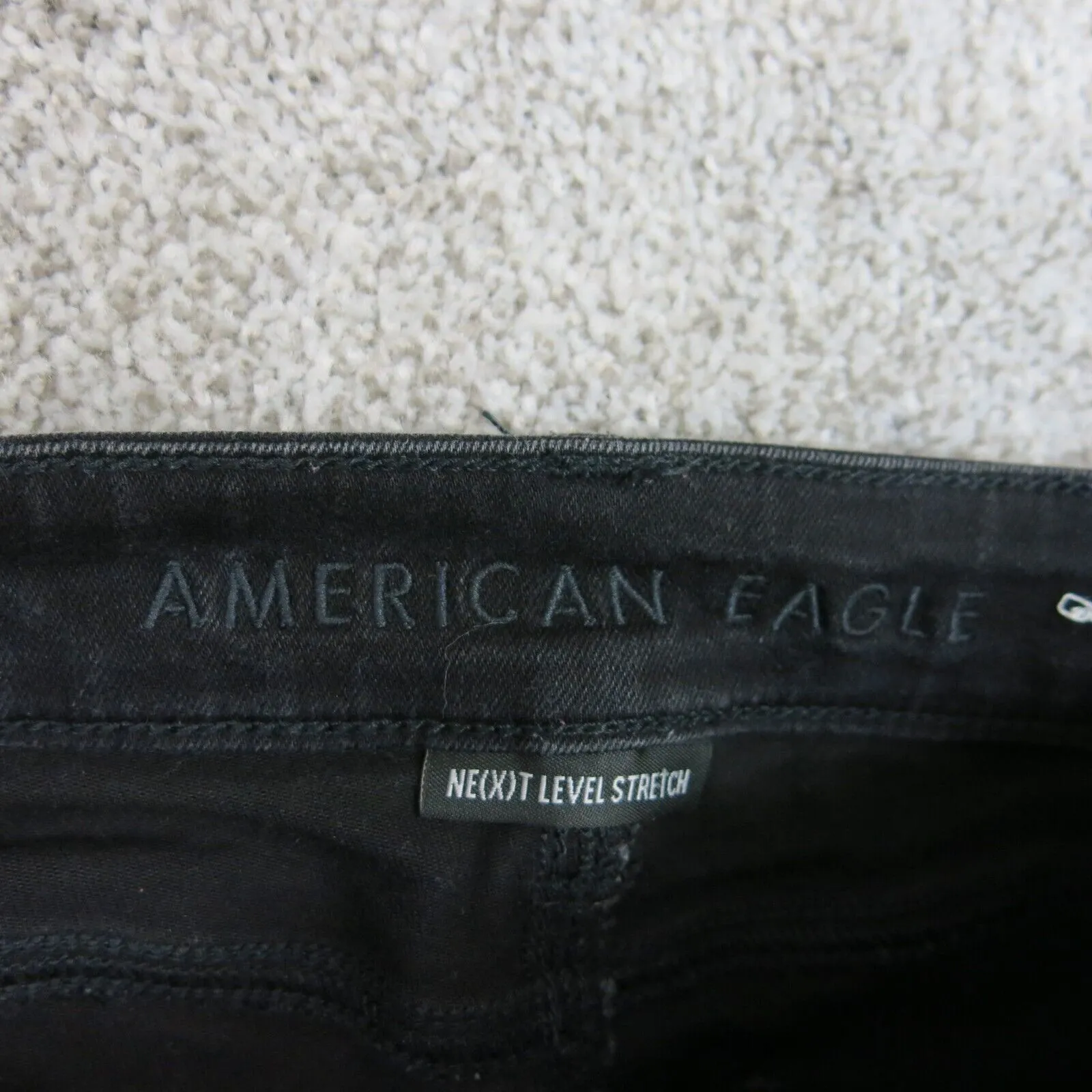 American Eagle Womens Next Level Stretch Skinny Distressed Jeans Black Size 0