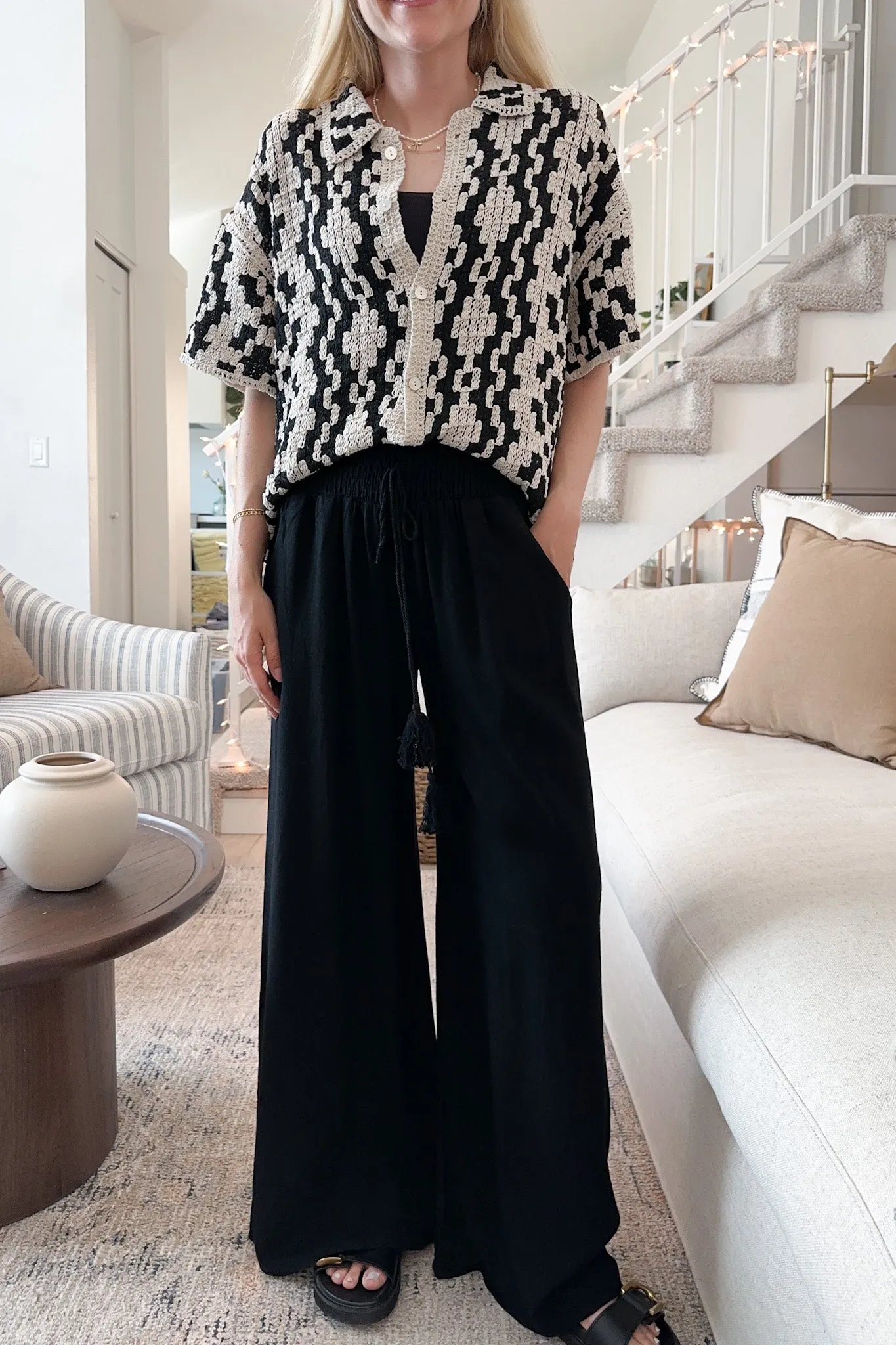 Beckham Linen Blend Pants in Black