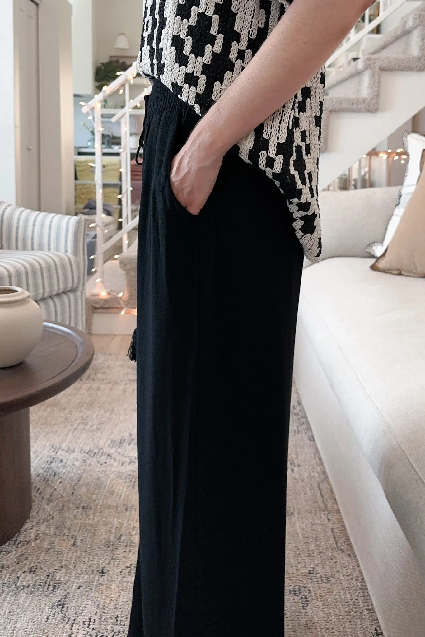 Beckham Linen Blend Pants in Black