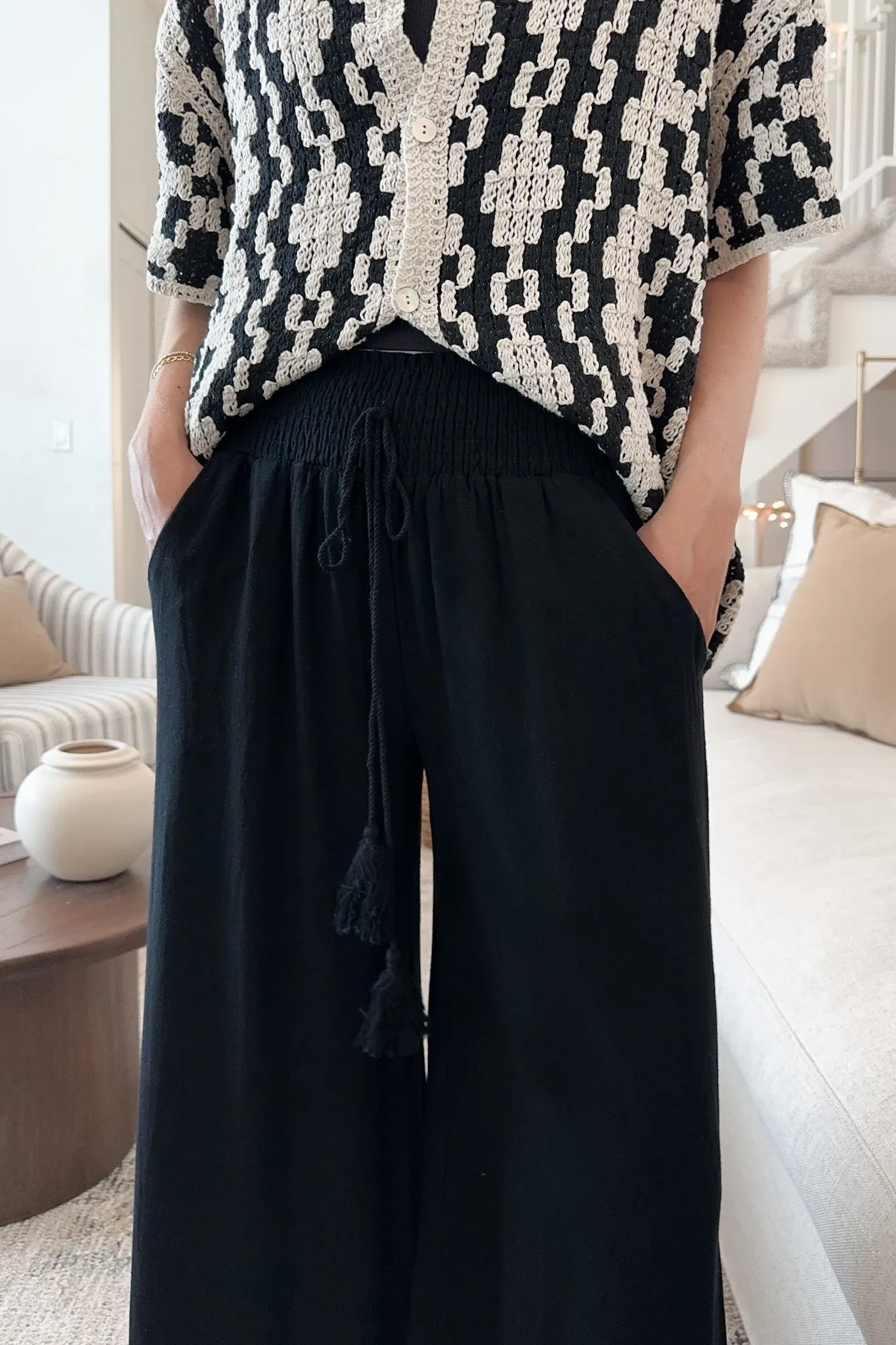 Beckham Linen Blend Pants in Black