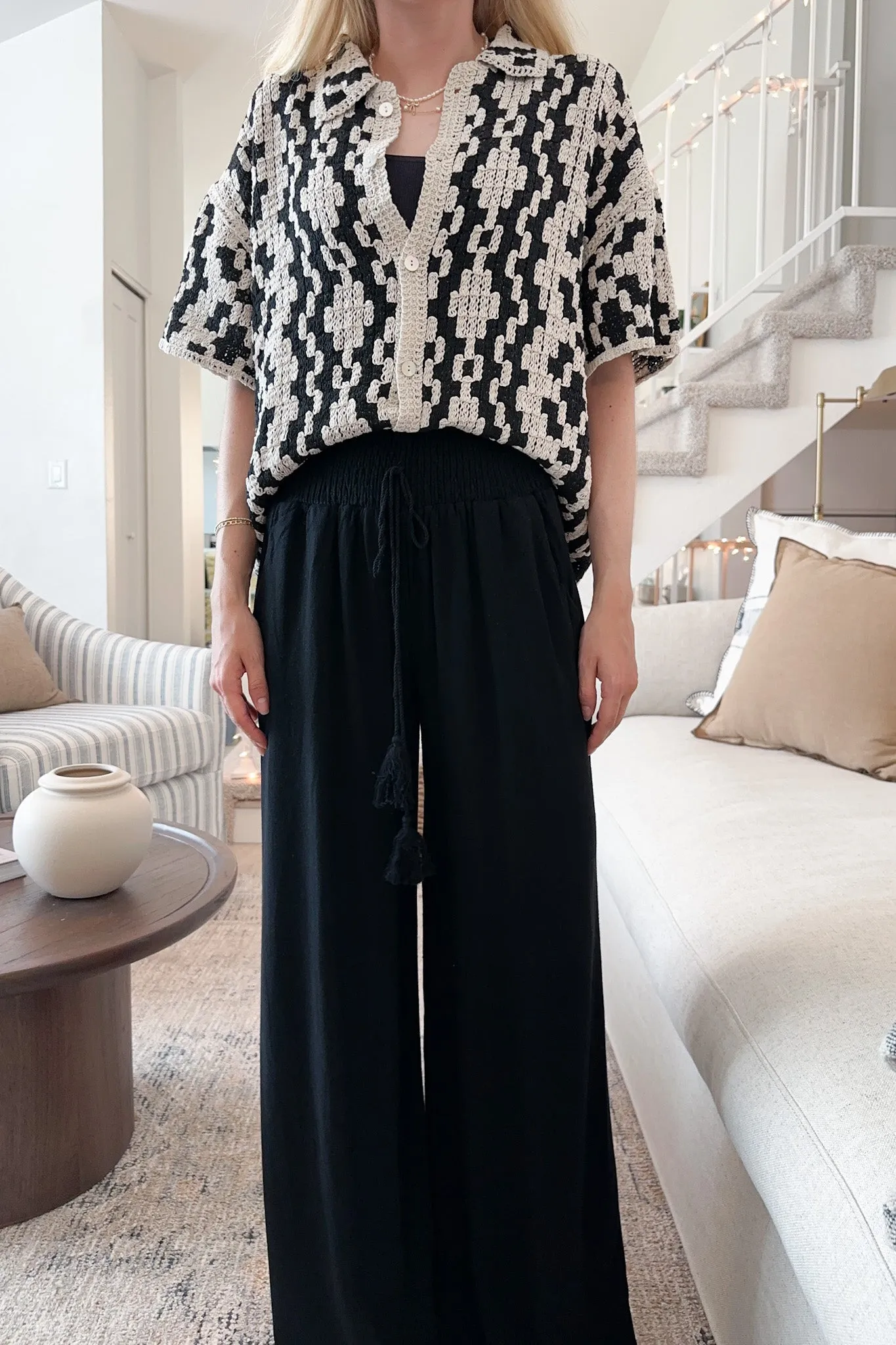 Beckham Linen Blend Pants in Black