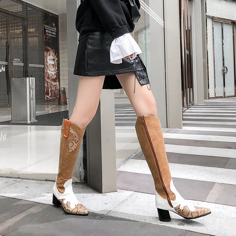 Bigsizeheels Sexy western pointy boots - Brown