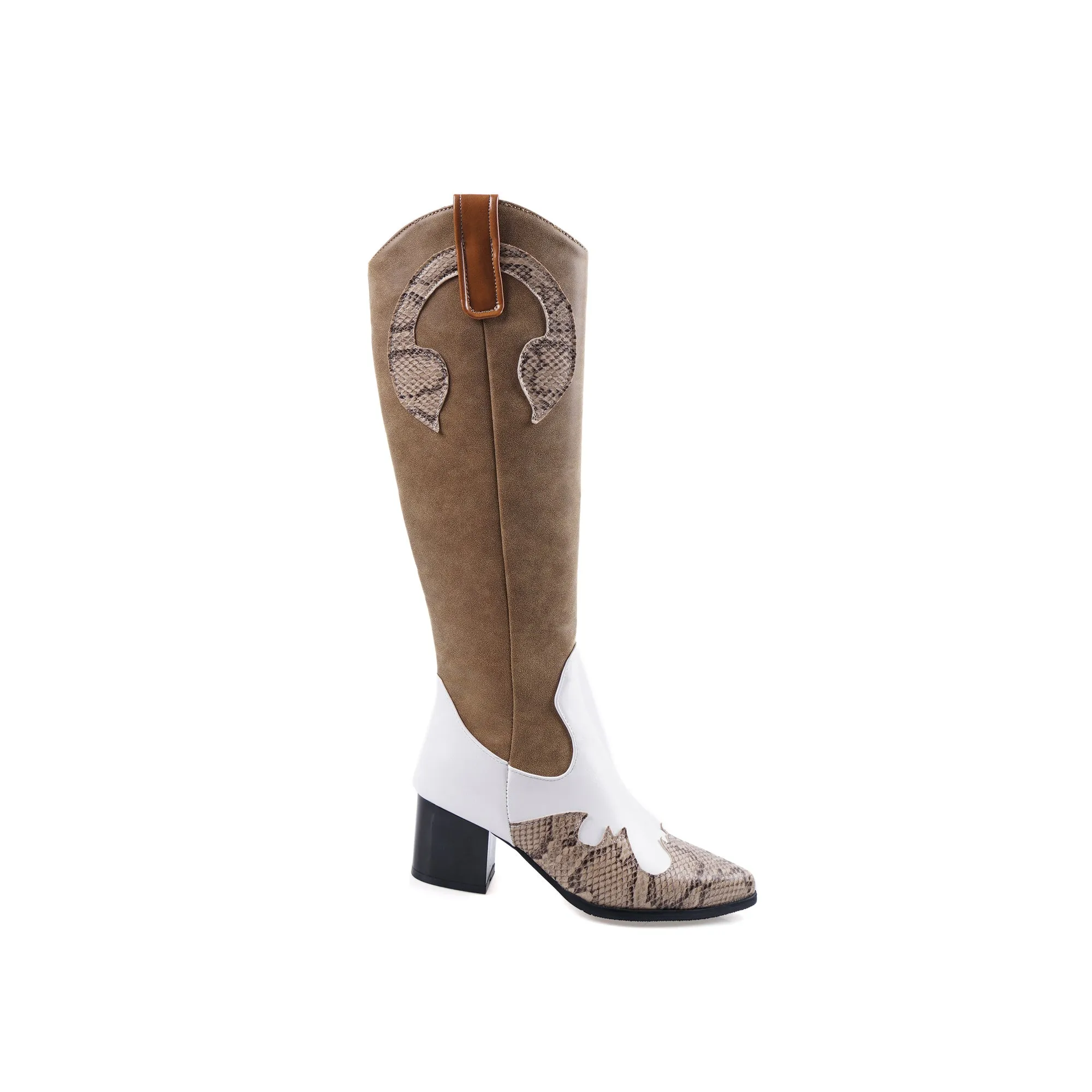 Bigsizeheels Sexy western pointy boots - Brown