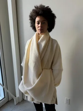 Boiled Wool Blanket Scarf in Creamy