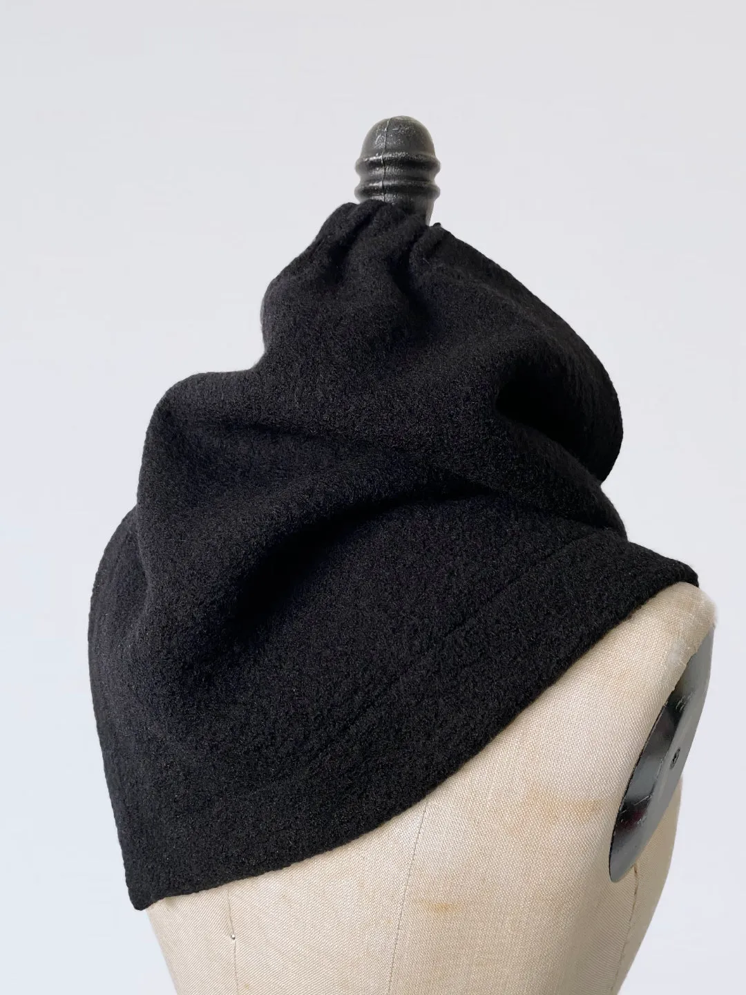 Boiled Wool Neck Warmer Scarf in Black