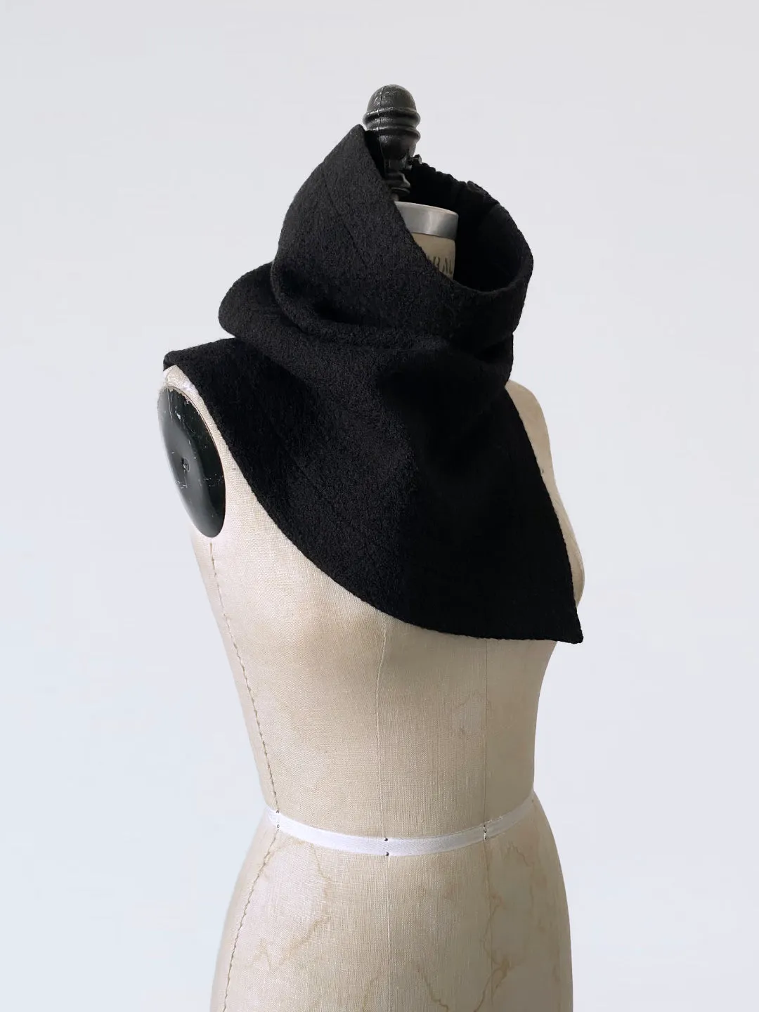 Boiled Wool Neck Warmer Scarf in Black