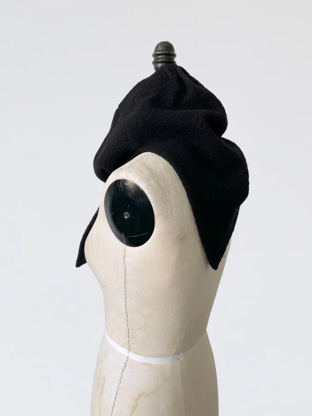 Boiled Wool Neck Warmer Scarf in Black