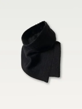 Boiled Wool Neck Warmer Scarf in Black