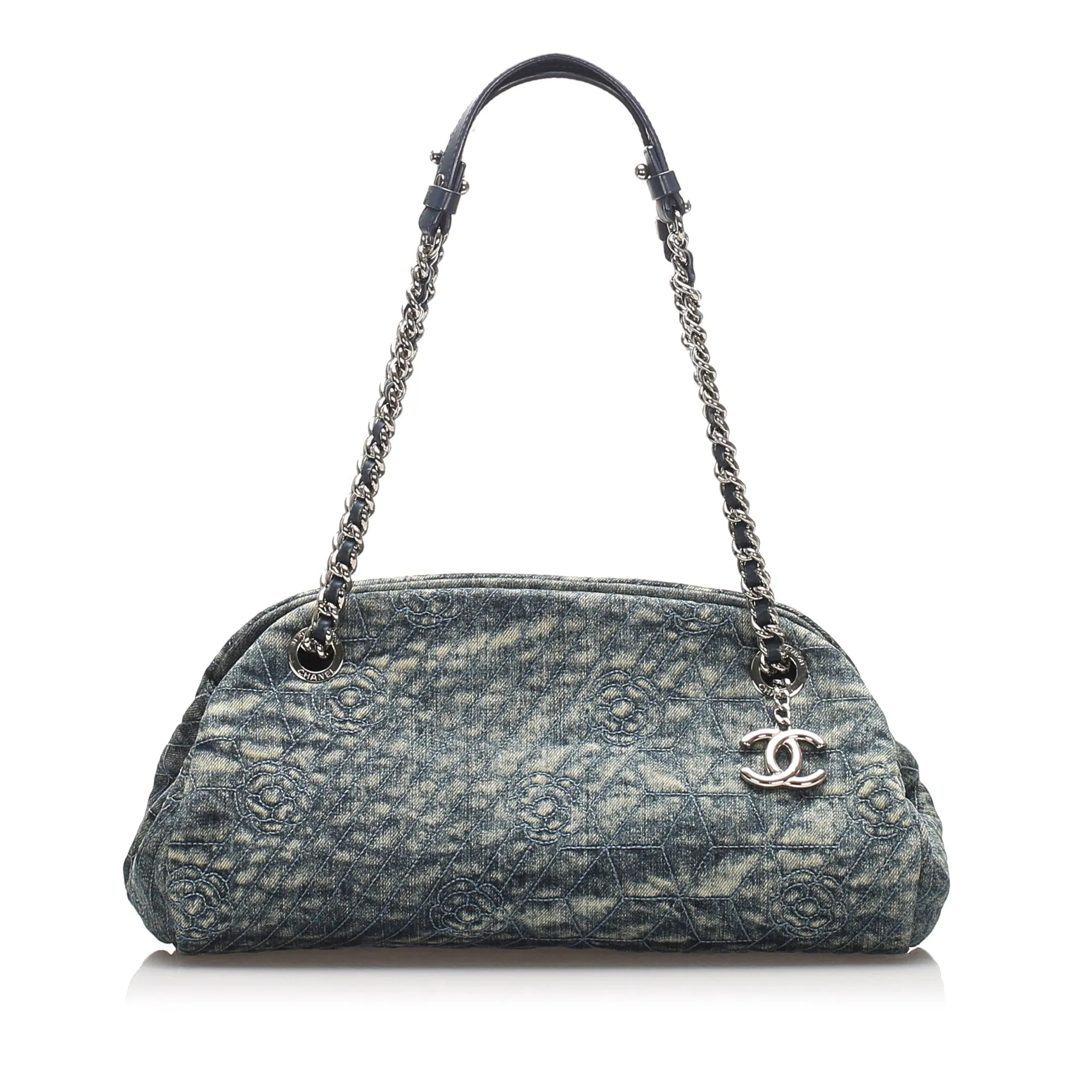 Chanel Camellia Mademoiselle Denim Shoulder Bag Blue