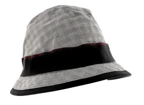 Dolce & Gabbana Pure Cotton Gray Plaid Bucket Hat with Black Ribbon Band-