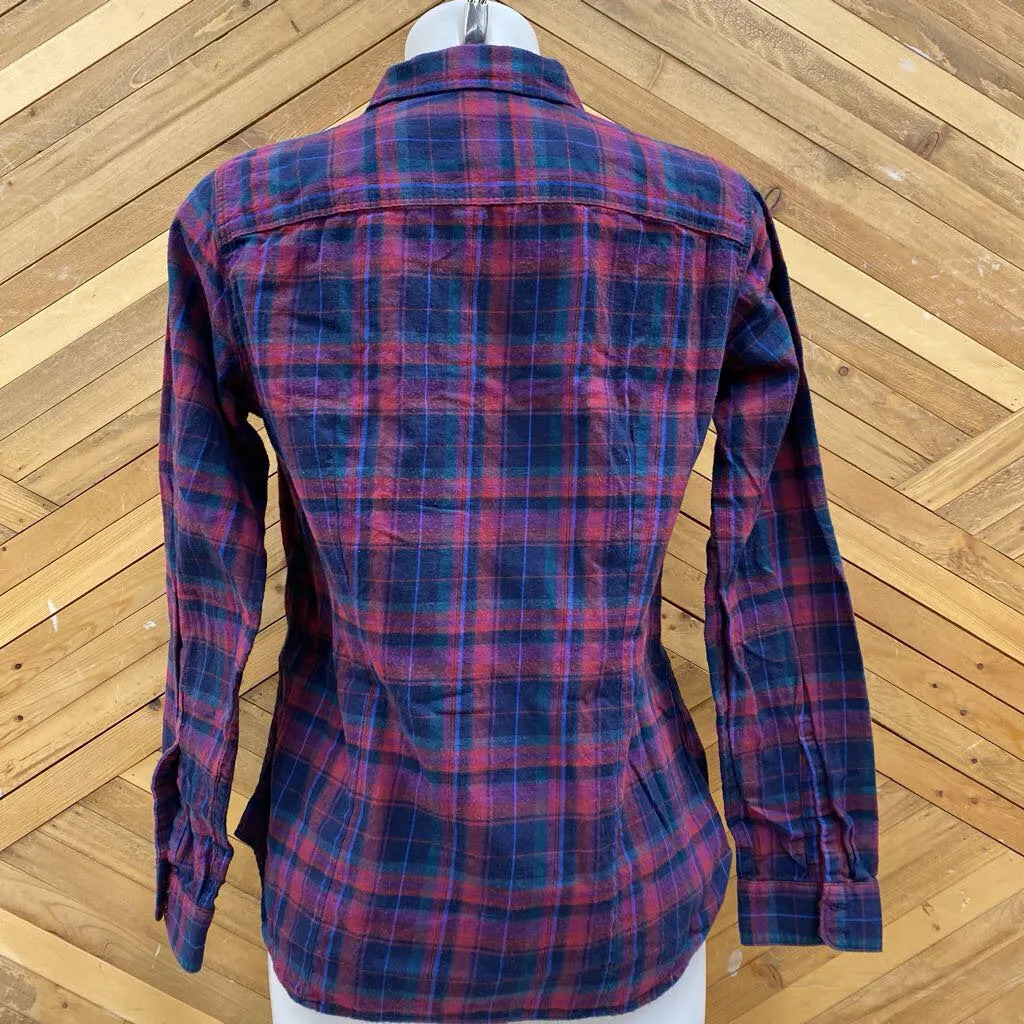 Eddie BAuer- Women's button down shirt : Purple Plaid -women-MD