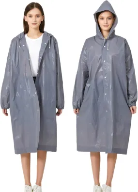 Eva Rain Ponchos for Adults, 2 Pack Reusable Raincoat for Women and Men, Lightweight Rainwear Rain Jackets with Hood