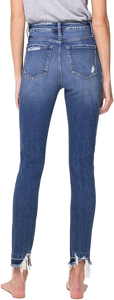 Flying Monkey Skinny Jeans High-Rise Blue Distressed Knee Hem