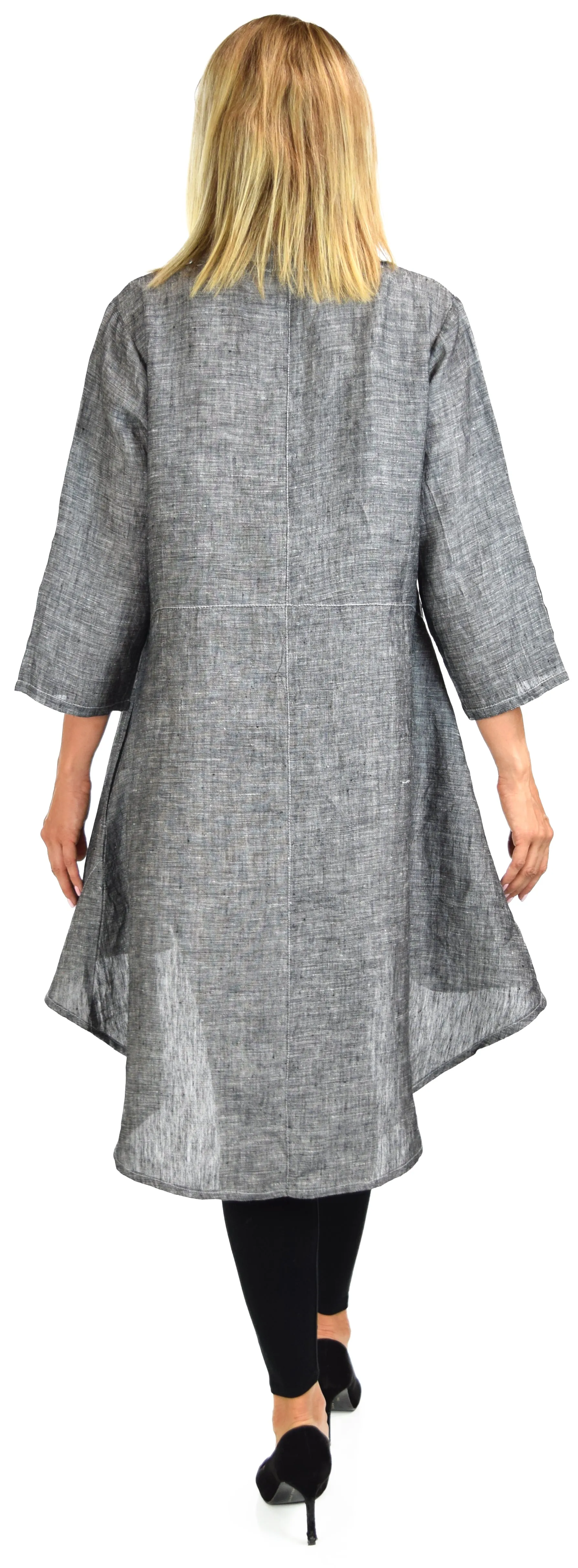 Hi Low Linen shirt,  100% linen Blouse, Wome linen top, Linen Tunic, Polka Dot Linen Shirt, Plus size Shirt, Plus size linen blouse