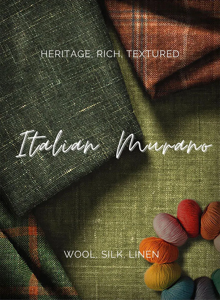 Italian Murano Beni Blue Wool Linen Silk Pants