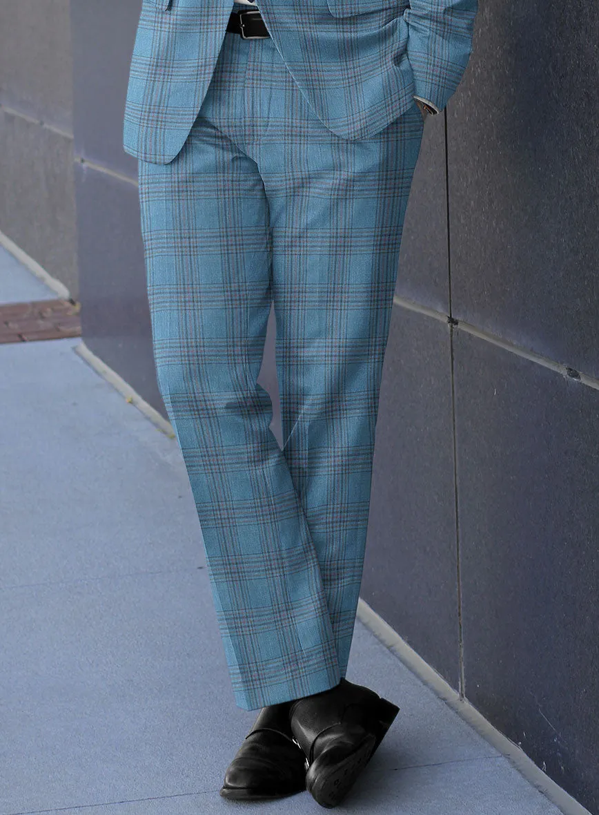 Italian Murano Beni Blue Wool Linen Silk Pants