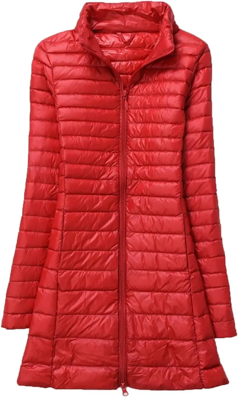 JNKIHAPOT Women Winter Puffer Coat Ultra Light Slim Duck Down Jackets Female Long Down Parkas Portable Warm Outerwear