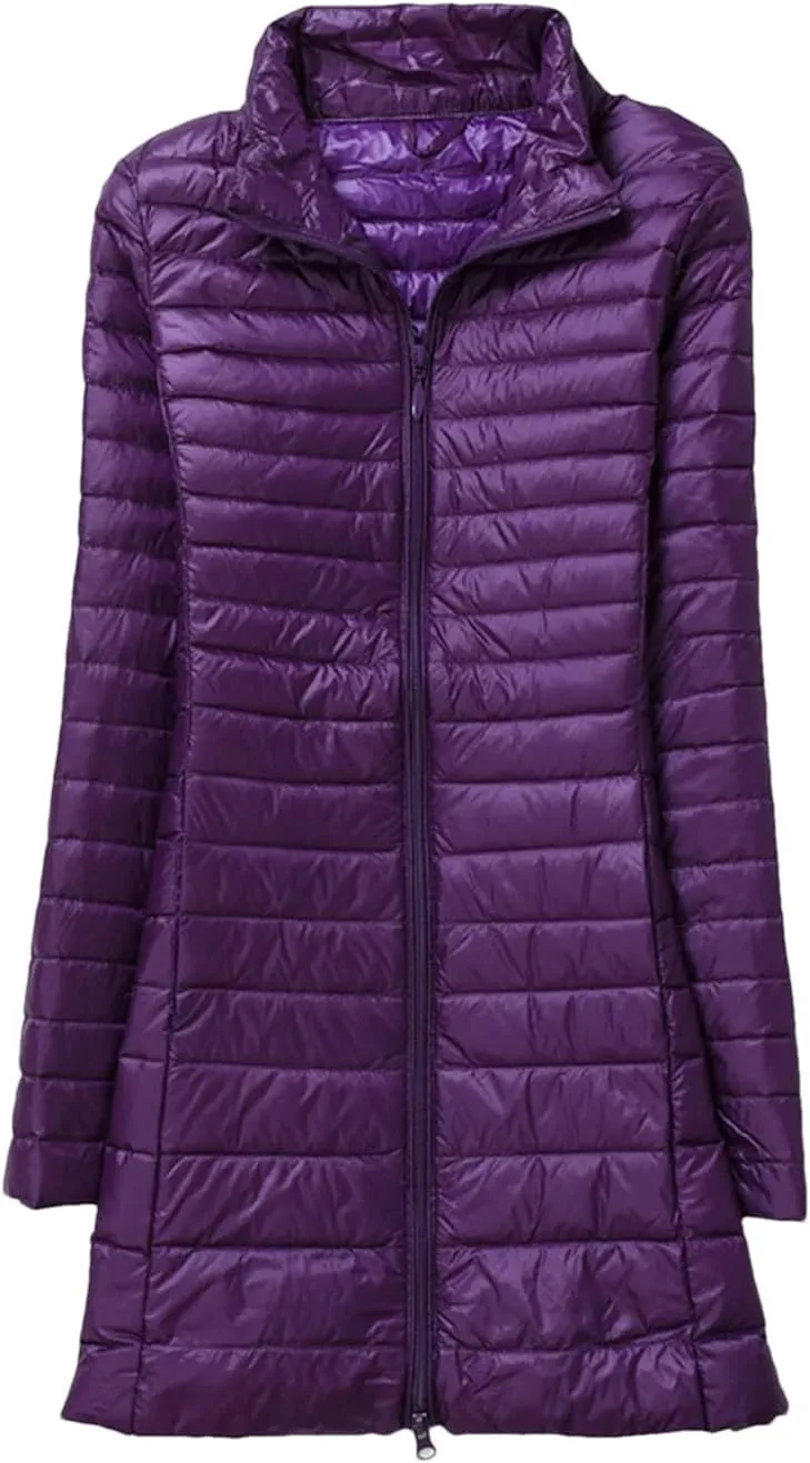 JNKIHAPOT Women Winter Puffer Coat Ultra Light Slim Duck Down Jackets Female Long Down Parkas Portable Warm Outerwear