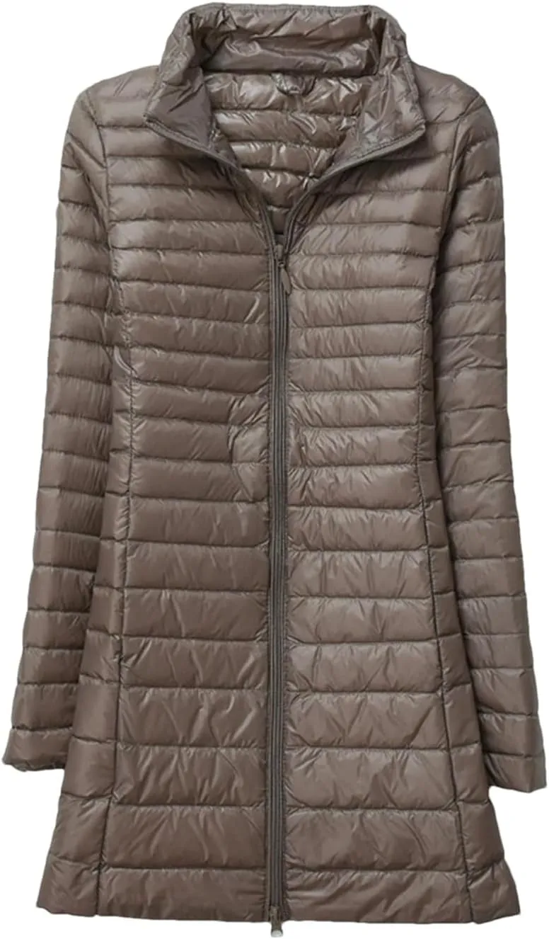 JNKIHAPOT Women Winter Puffer Coat Ultra Light Slim Duck Down Jackets Female Long Down Parkas Portable Warm Outerwear