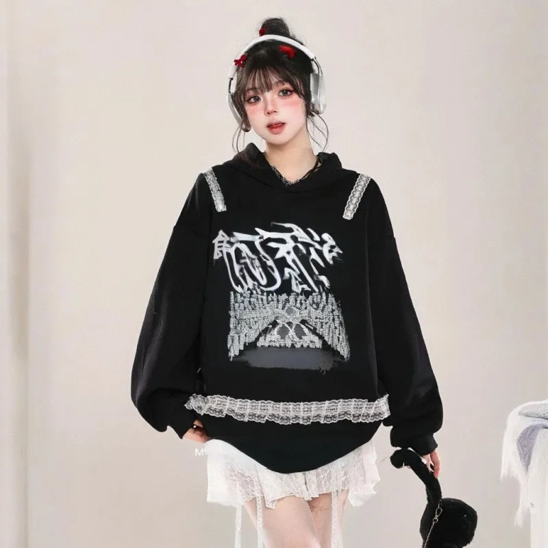 Kawaii Anime Girl Print Hooded Sweater