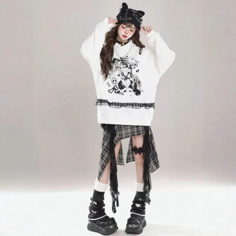 Kawaii Anime Girl Print Hooded Sweater