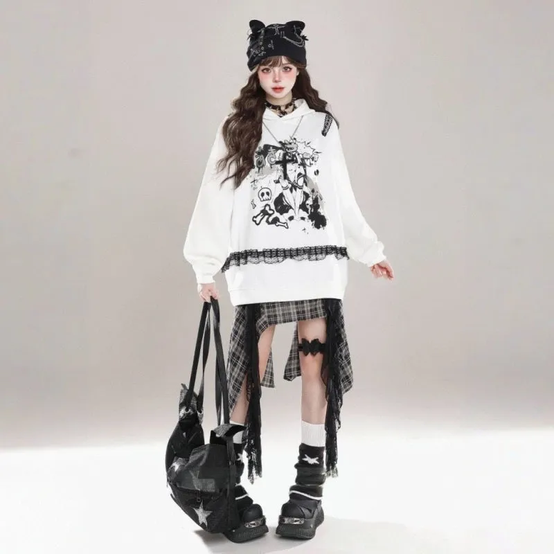 Kawaii Anime Girl Print Hooded Sweater