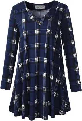 LARACE Women Plus Size Tunic Tops Long Sleeve V Neck Blouse Loose Swing Basic Flowy T Shirt for Leggings