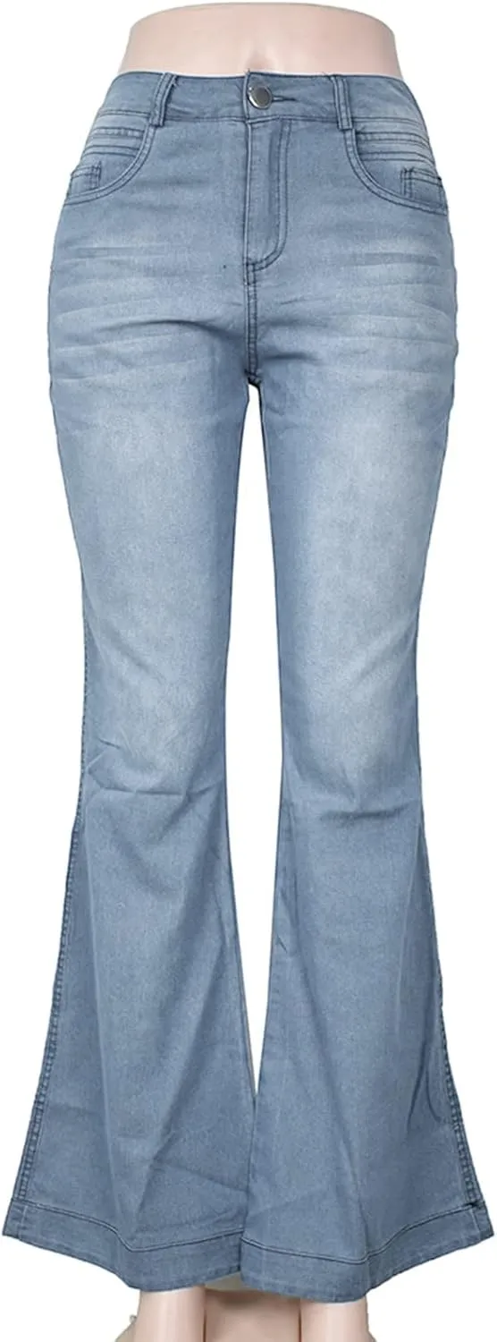 Lightweight Trousers for Women Hight Slim Jeans Wide Women Leg Stretch Waisted Jeans Denim Pants