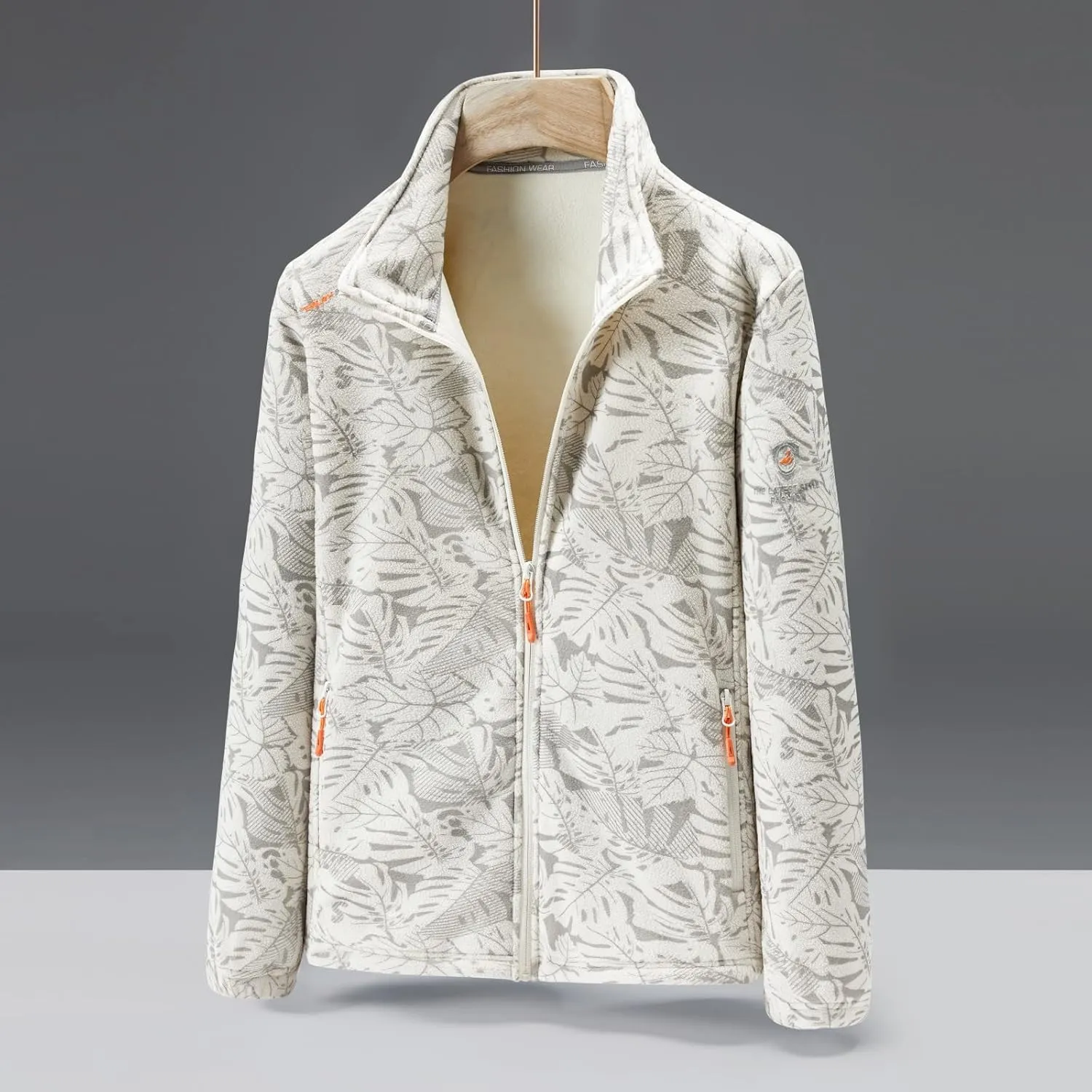 Men Fleece Jacket Winter Warm Lightweight Stand Collar Coat Full Zip Long Sleeve Jackets for Hiking Travel Casual Outwear