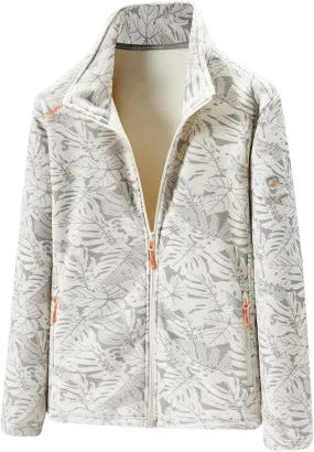 Men Fleece Jacket Winter Warm Lightweight Stand Collar Coat Full Zip Long Sleeve Jackets for Hiking Travel Casual Outwear