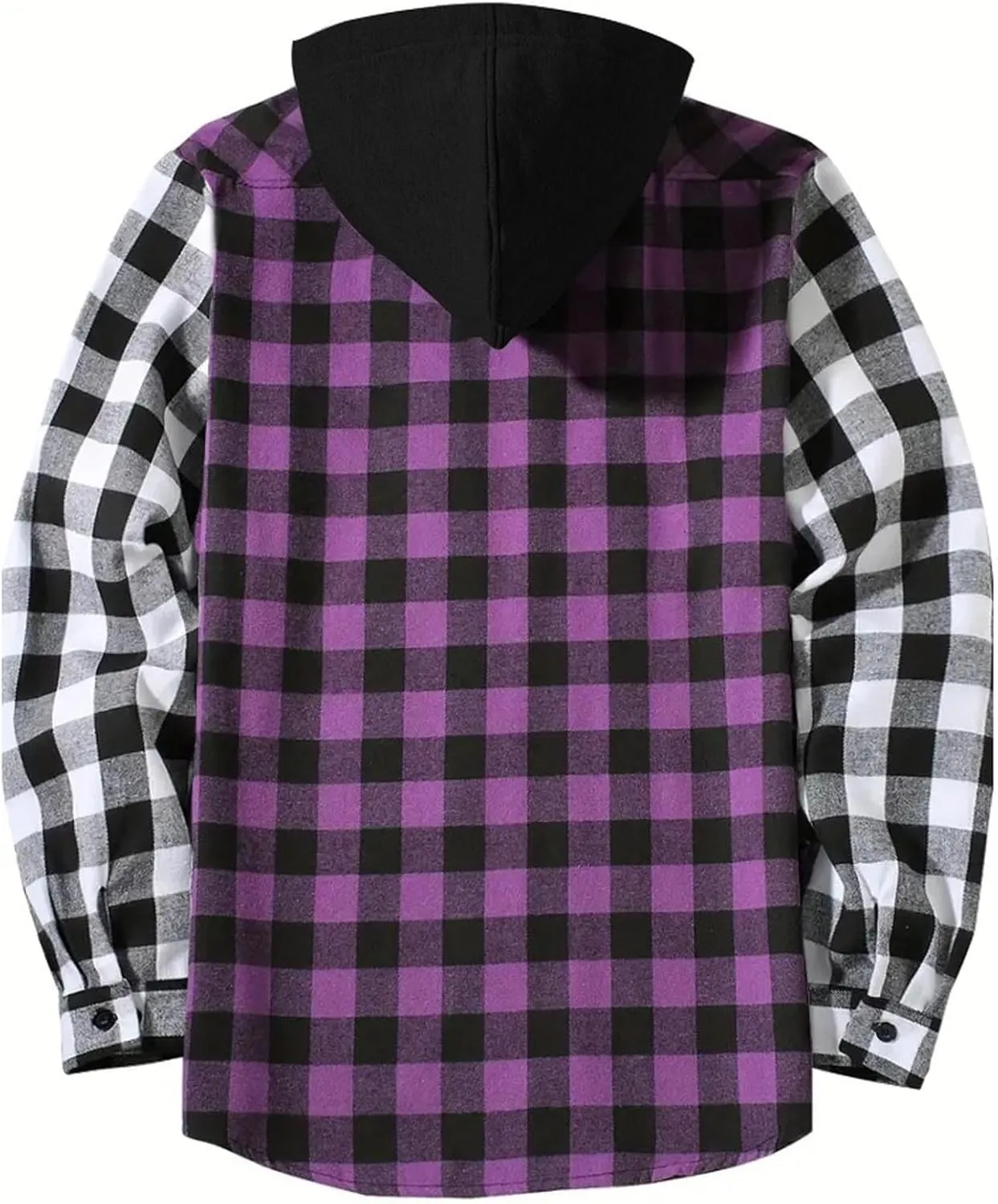 Men's Plaid Hooded Shirts Casual Long Sleeve Lightweight Shirt Button Down Flannel Plaid Jckets with Pocket