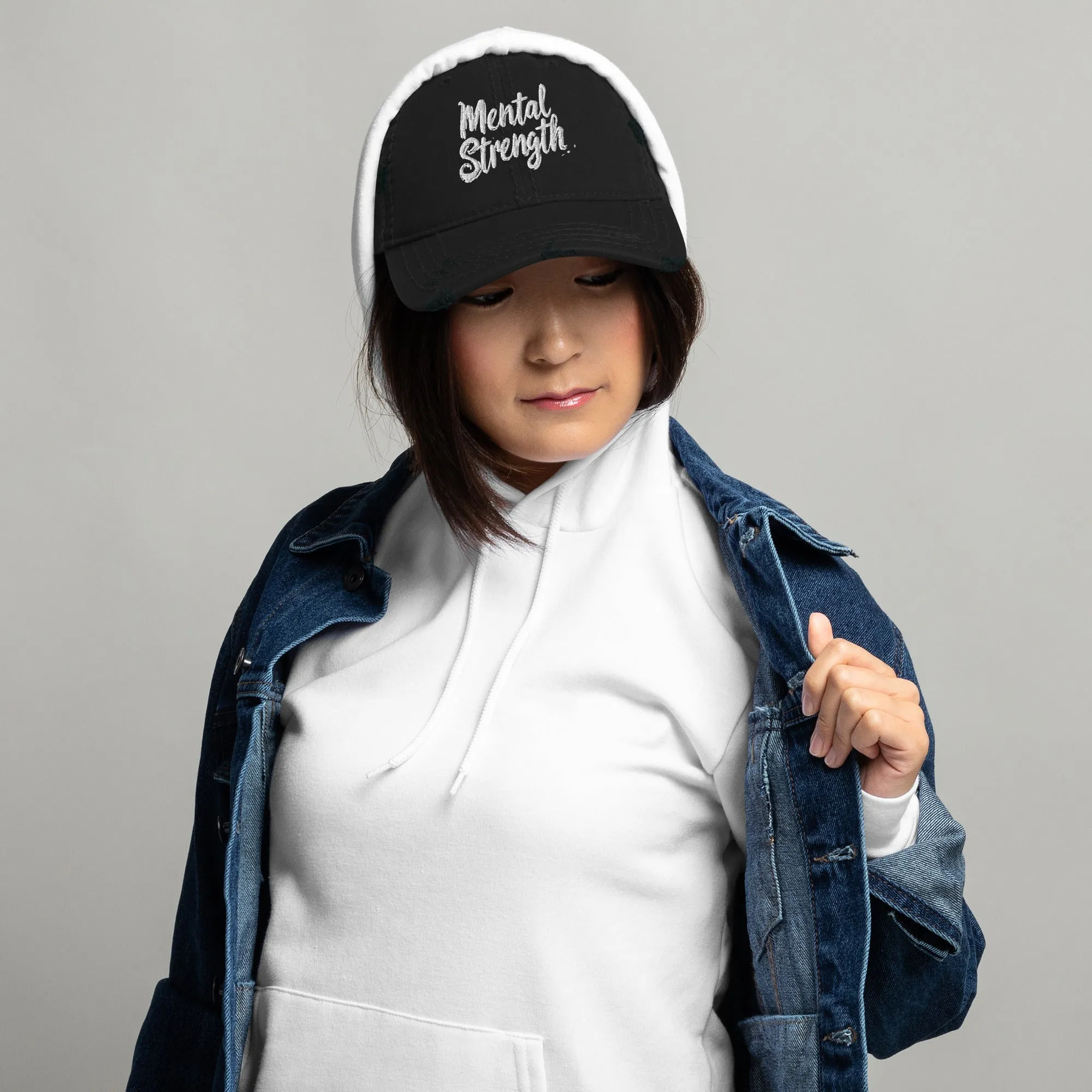 Mental Strength Clean Resolve Distressed Dad Hat