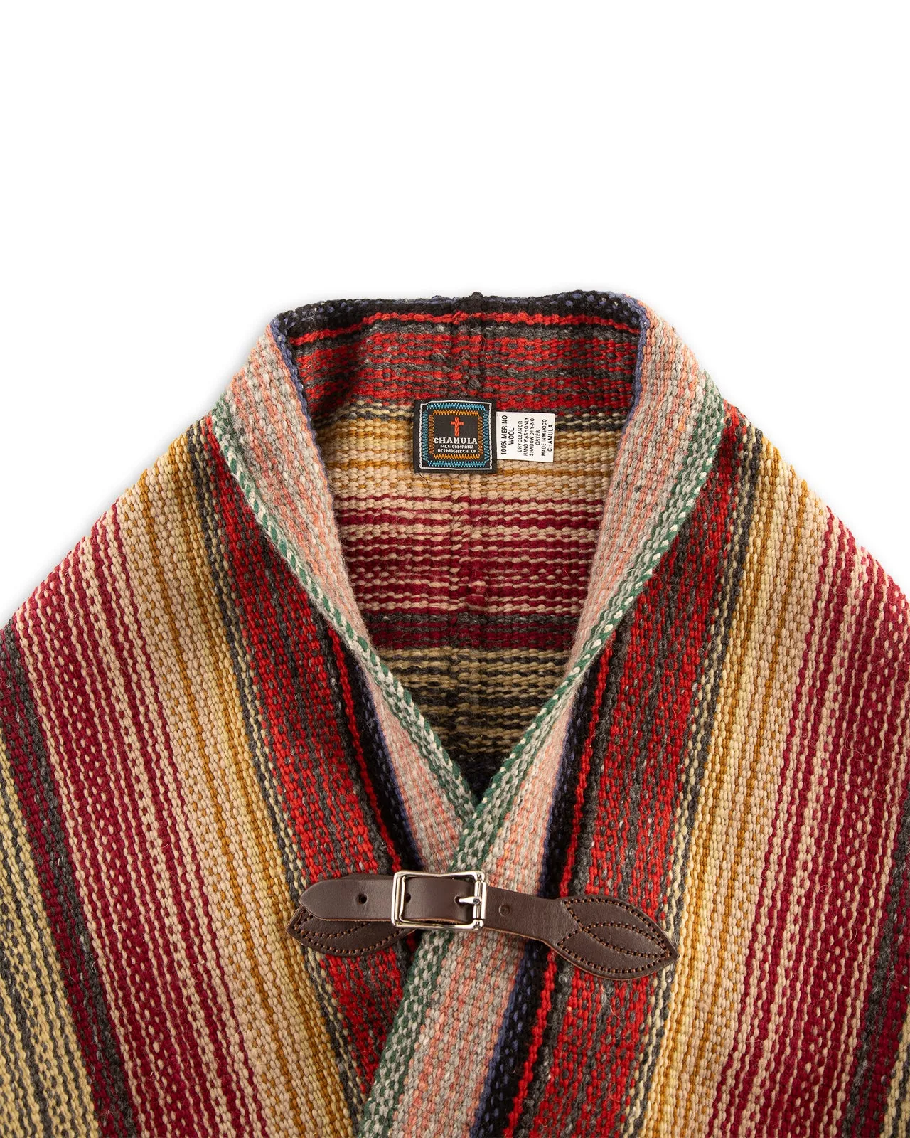 Merino Wool Blanket Poncho - Southwestern Stripe