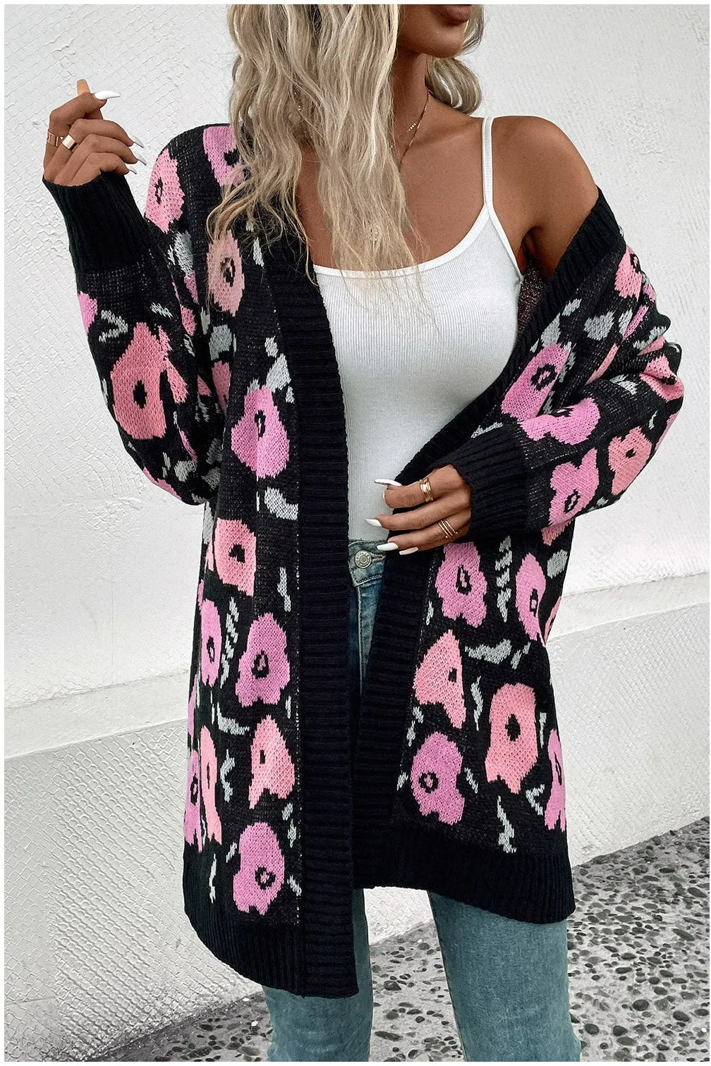 NicholesGifts Women Open Front Longline Cardigan