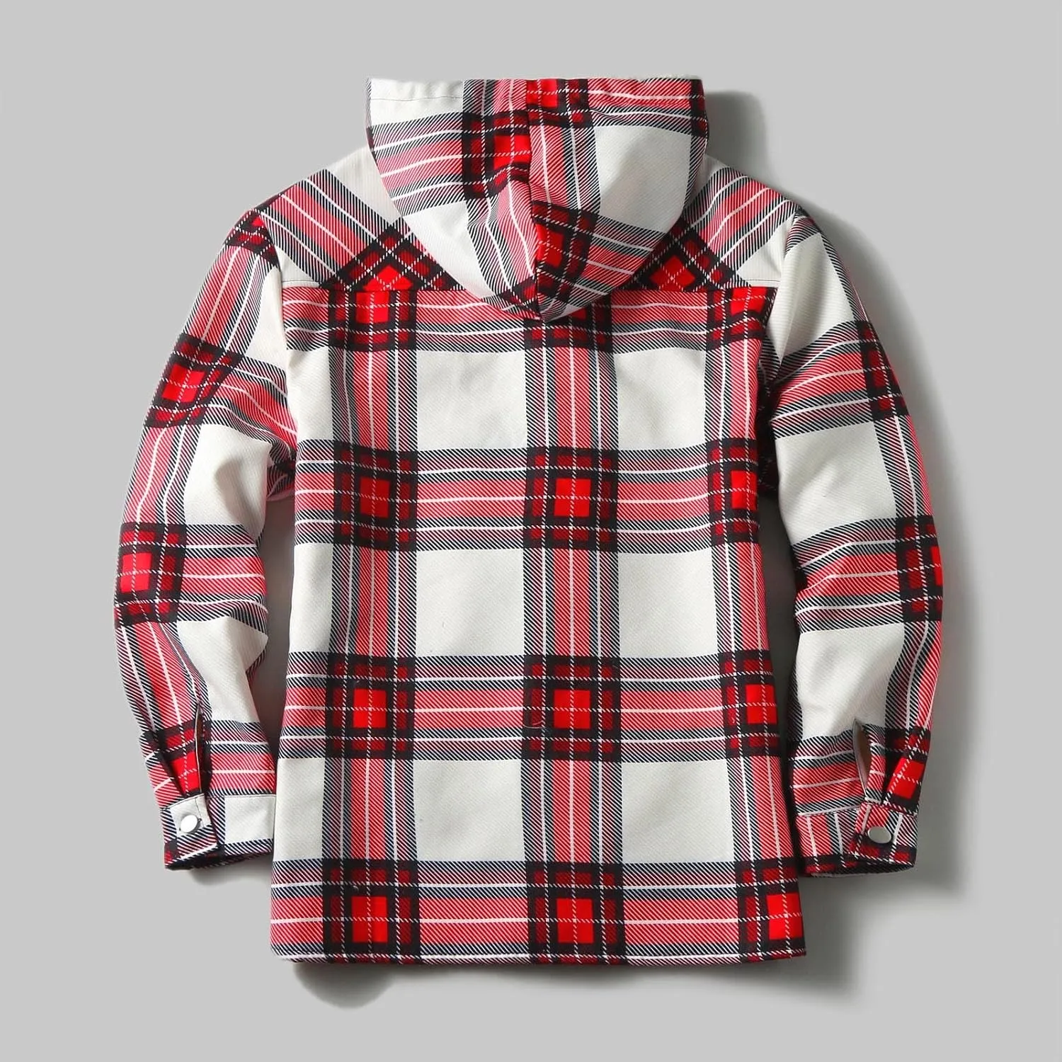 Plaid Hoodies Jackets for Men Regular Fit Long Sleeve Full-Zip Fleece Lined Casual Plaid Jacket Color Block Stitching