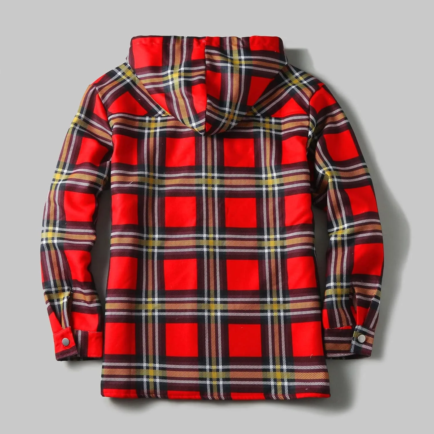 Plaid Hoodies Jackets for Men Regular Fit Long Sleeve Full-Zip Fleece Lined Casual Plaid Jacket Color Block Stitching