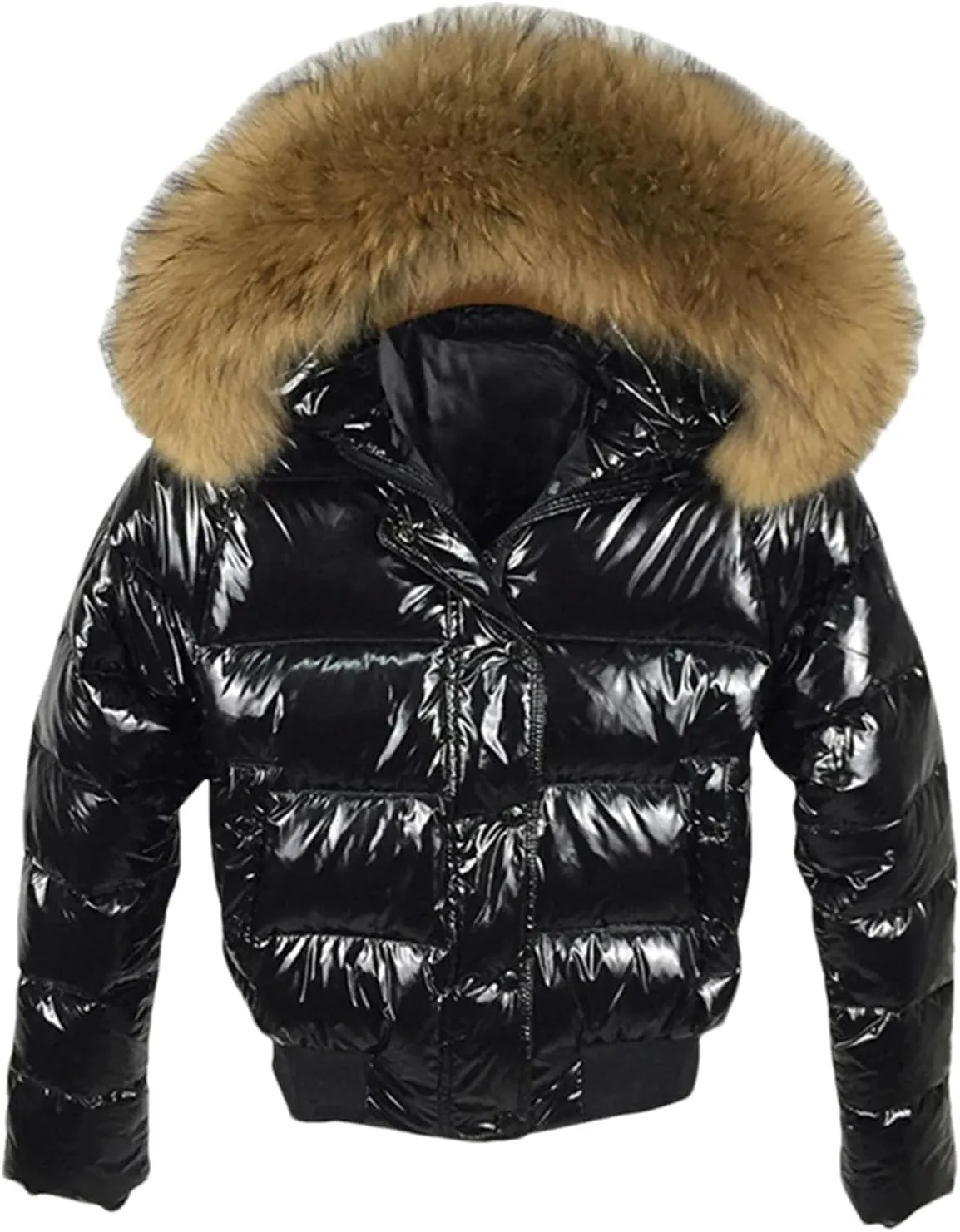 Pulcykp Women Puffer Coat Winter Hooded Jacket Warm Short Down Parkas