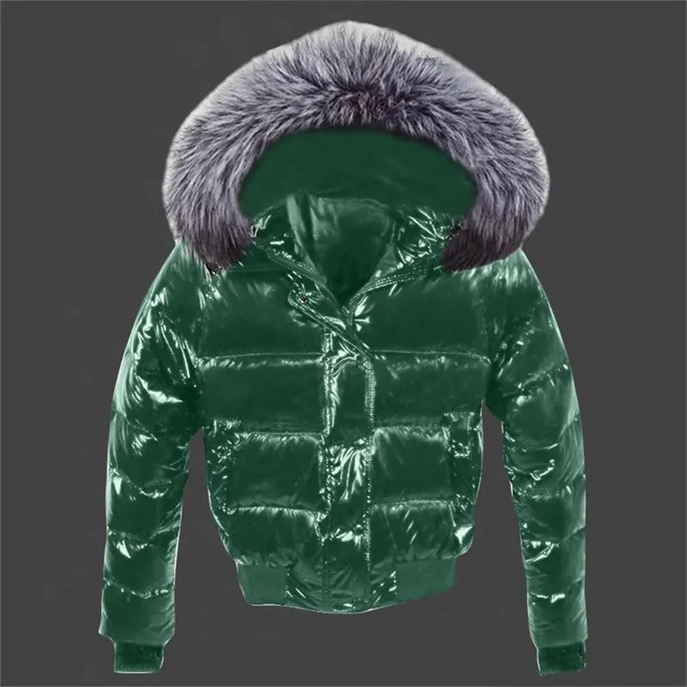 Pulcykp Women Puffer Coat Winter Hooded Jacket Warm Short Down Parkas