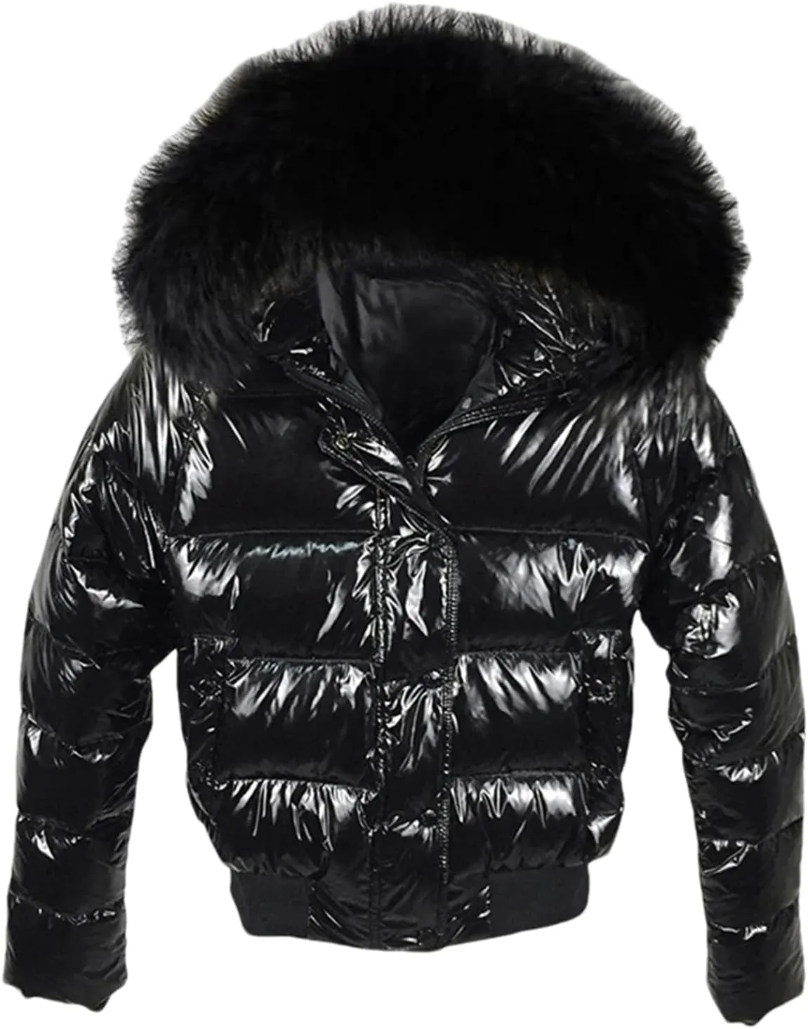 Pulcykp Women Puffer Coat Winter Hooded Jacket Warm Short Down Parkas