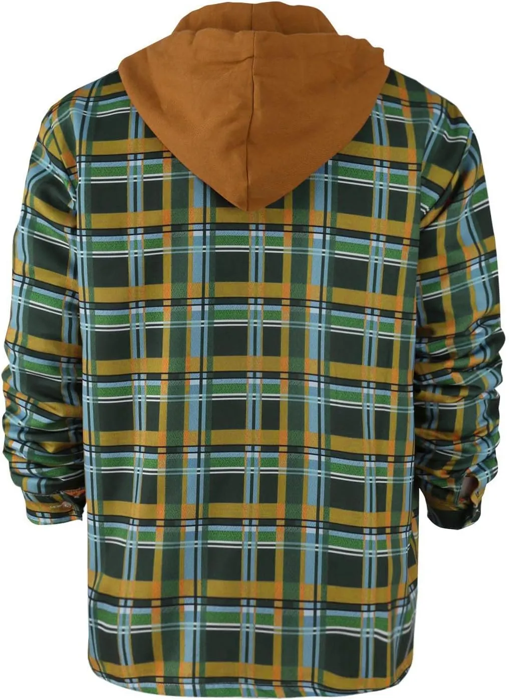 RTRDE Men's Button Down Long Sleeve Shirts Hooded Jacket Plaid Shirts Quilted Lined Fall Winter Coat Shirt, M-5XL