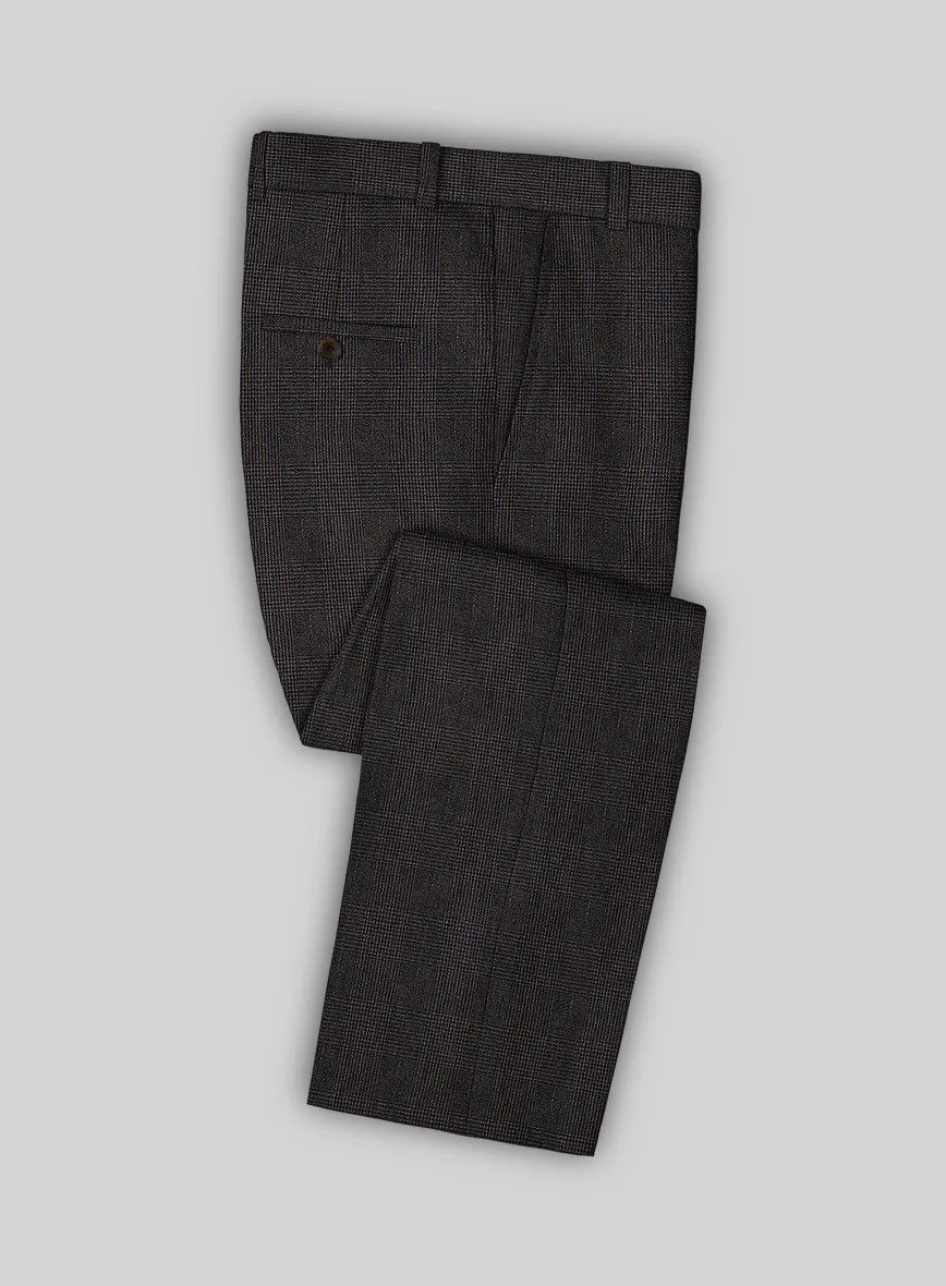 Solbiati Blue Brown Check Linen Pants