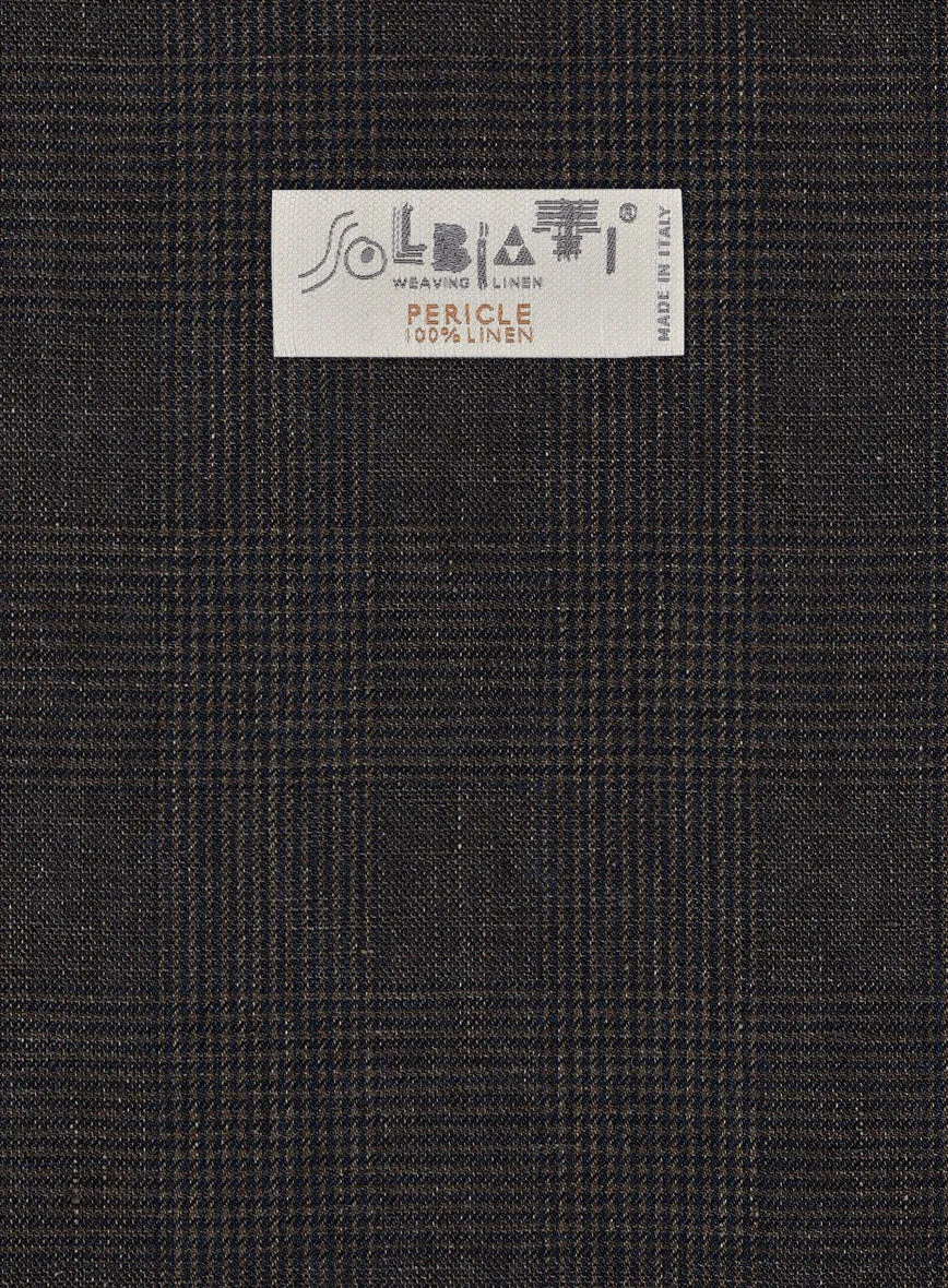 Solbiati Blue Brown Check Linen Pants