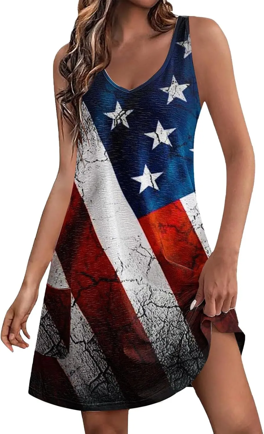 Summer Dresses for Women 2025 Casual V Neck Sleeveless Sundresses Boho Tank Dress Floral Printed Beach Dresses