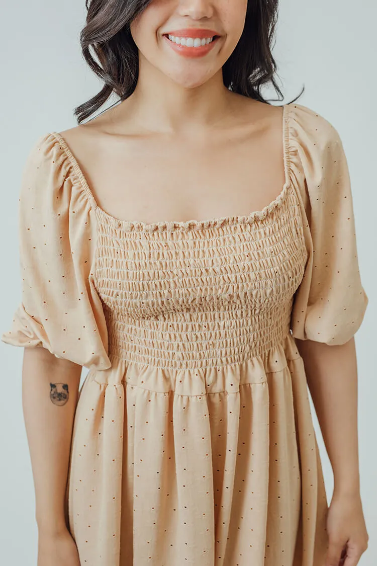Trixie Square Neck Shirred Dress