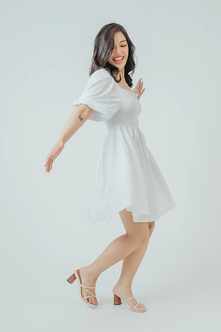 Trixie Square Neck Shirred Dress