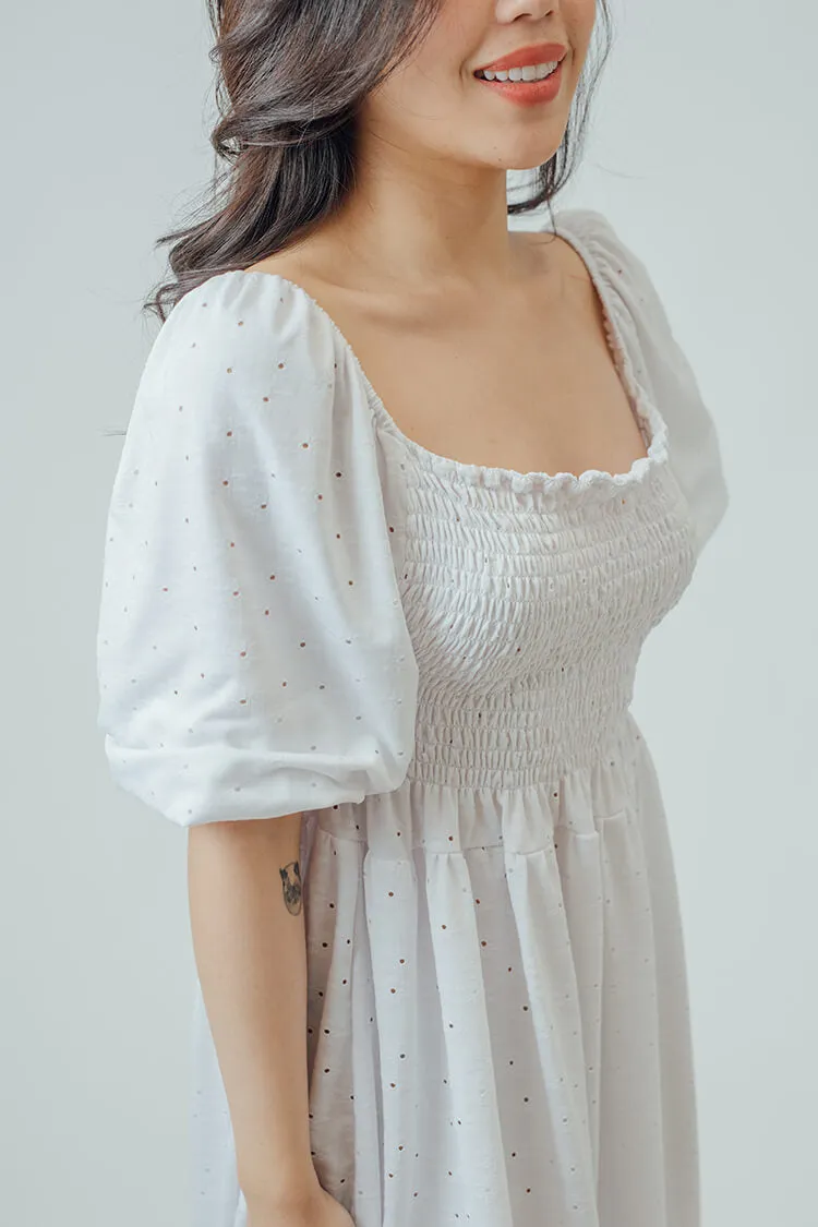 Trixie Square Neck Shirred Dress