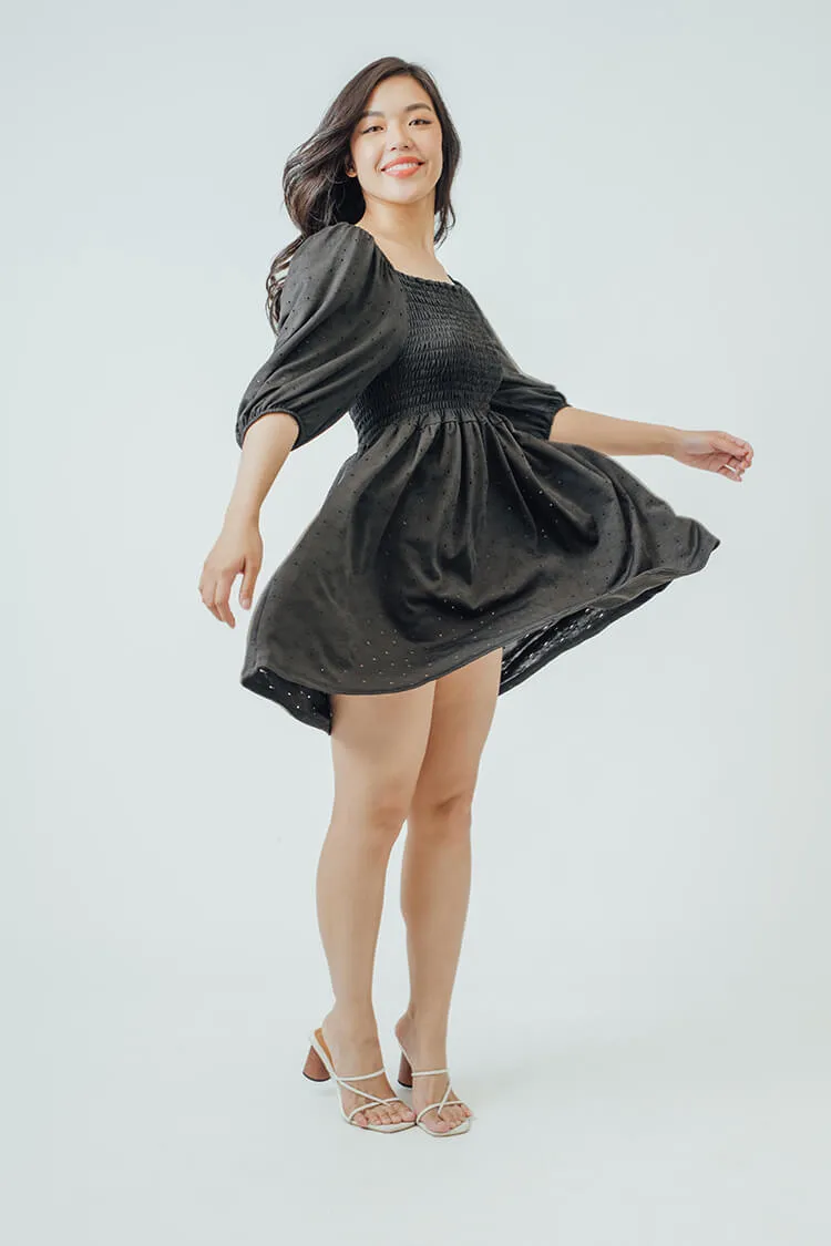 Trixie Square Neck Shirred Dress