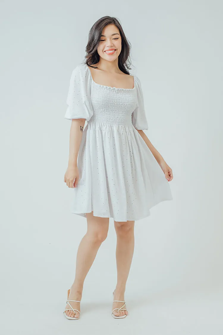 Trixie Square Neck Shirred Dress
