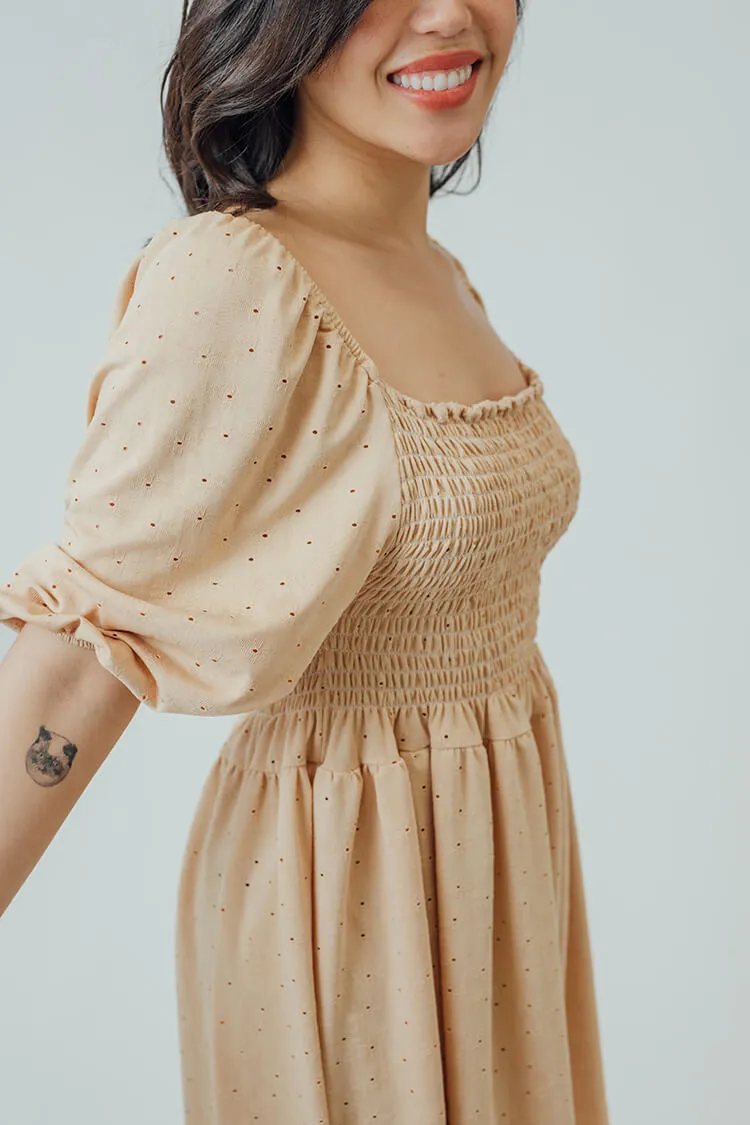 Trixie Square Neck Shirred Dress
