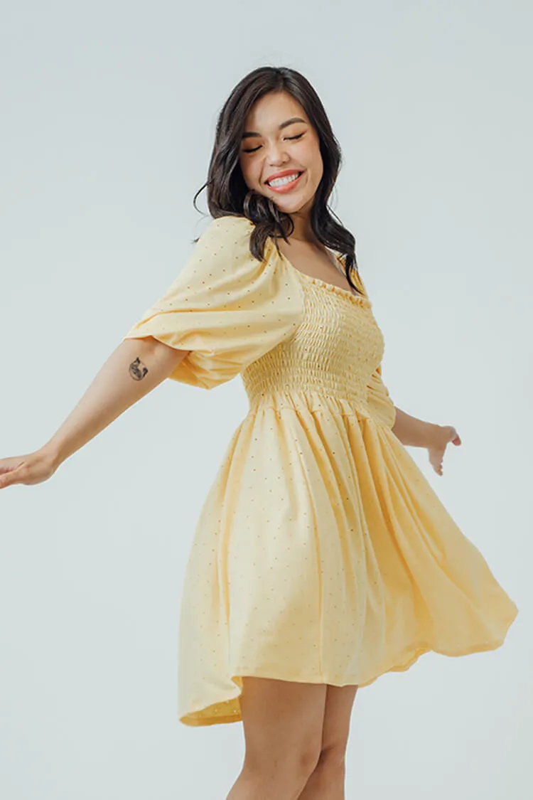 Trixie Square Neck Shirred Dress